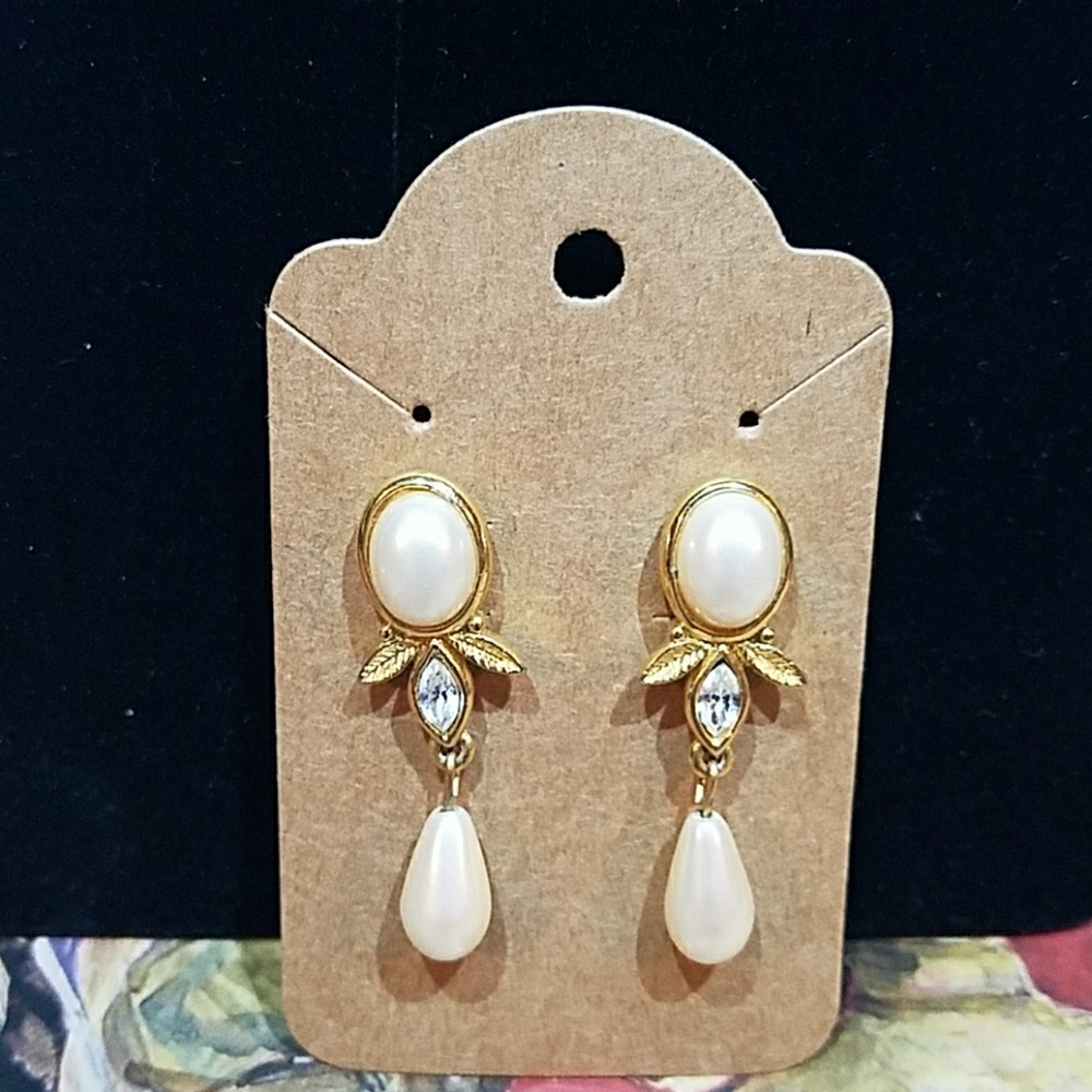 Pearl Drop Statement Post Earrings